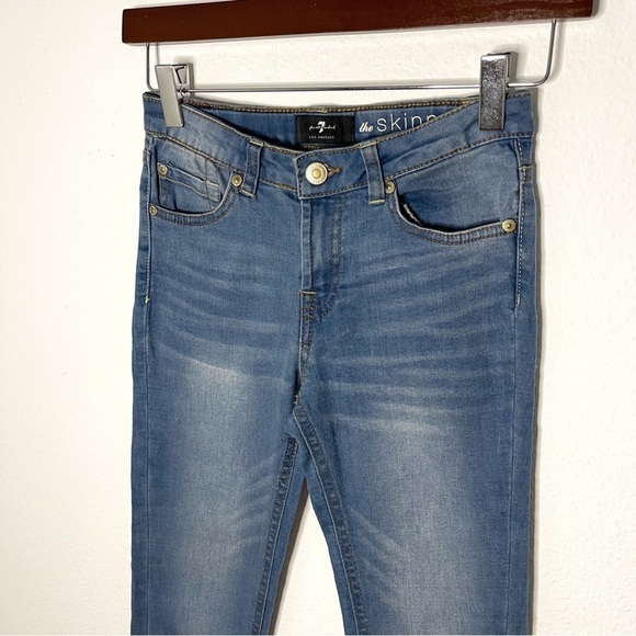 7 For All Mankind Mid Rise The Skinny girls jeans blue size 12 - Picture 2 of 9